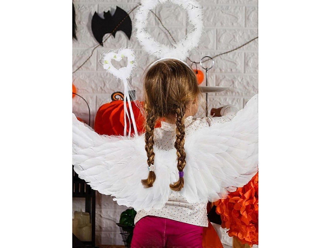 Alas De Ángel Con Luces Led, Alas Blancas De Fantasía De 65*35 Cm Multicolor