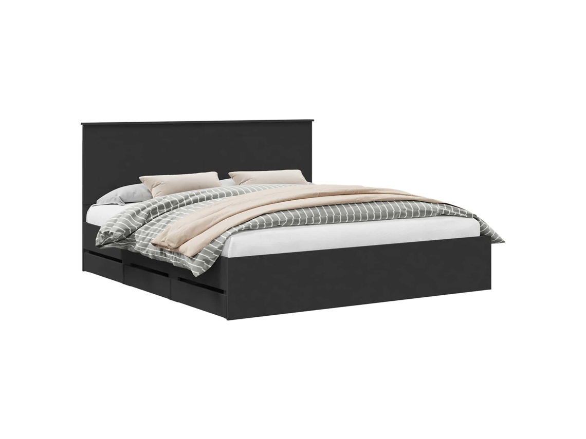 Maison Exclusive - Estructura De Cama Negro 180 X 200 Cm Madera Ingenieril