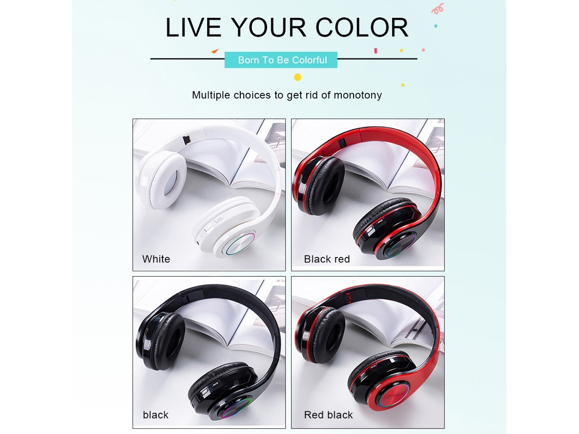Auriculares Inalámbricos Para Juegos Con Bluetooth 5.0, Iluminación Estéreo Rgb, Micrófono Y Diseño Plegable.