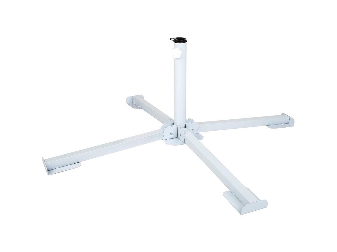 Base Plegable Para Parasol Jardín 25/32 Mm 4 Patas Ajustable Blanco 84x84x27.5 Cm