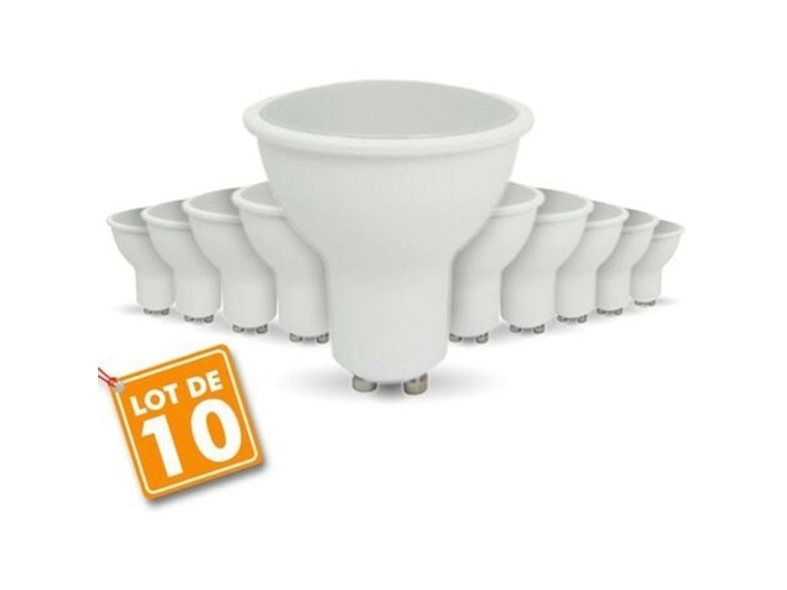 Juego De 10 Bombillas Led Gu10 De 7w, Luz Blanca Natural De 4000k.