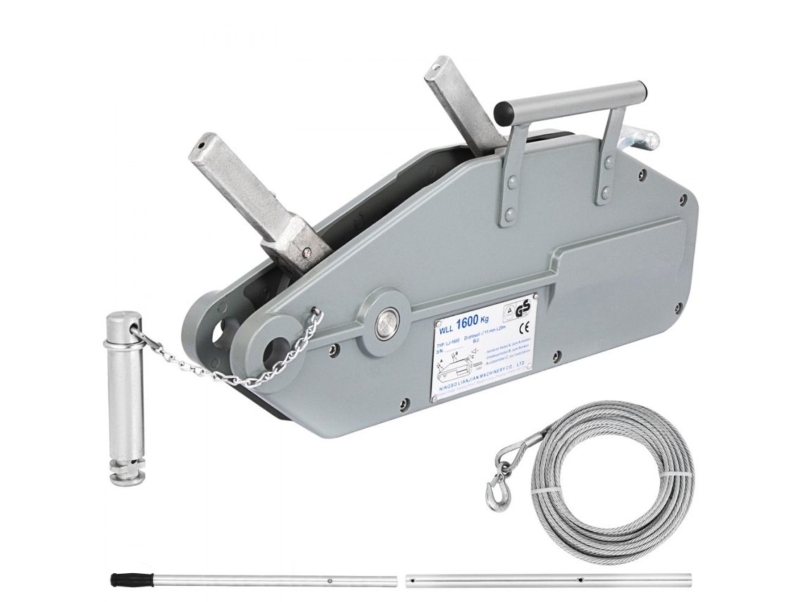 Cabrestante manual portátil Tekmaquinas de 1600 kg con marco de aluminio
