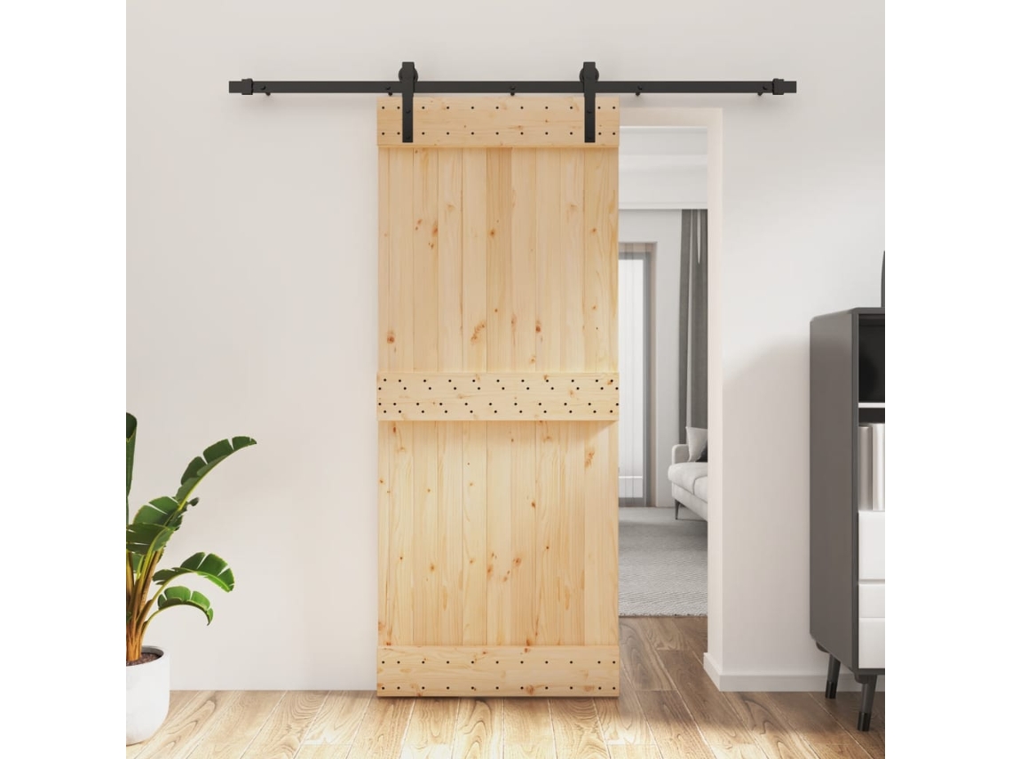 Puerta corredera con herrajes 85x210 cm madera maciza de pino LOVELY HOME