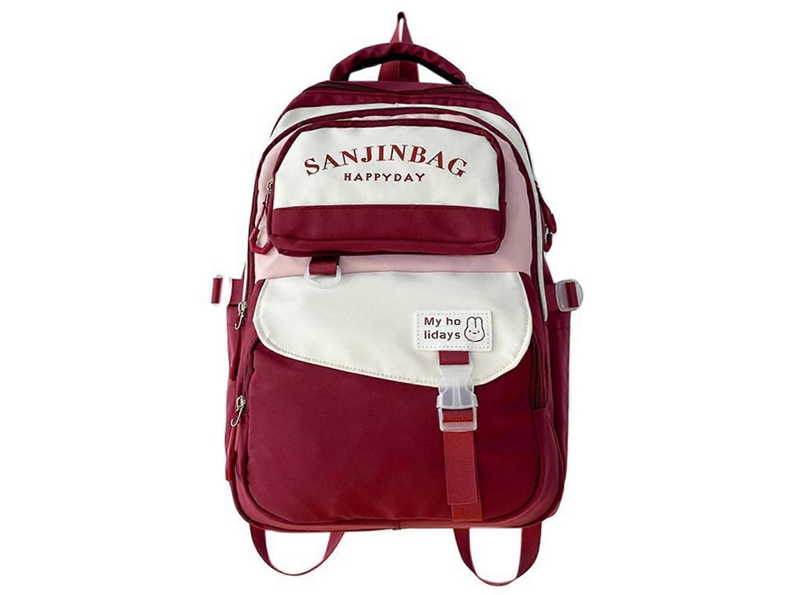 Mochila moderna y elegante para mujer, de gran capacidad, ideal para el colegio y los viajes. Color rojo.