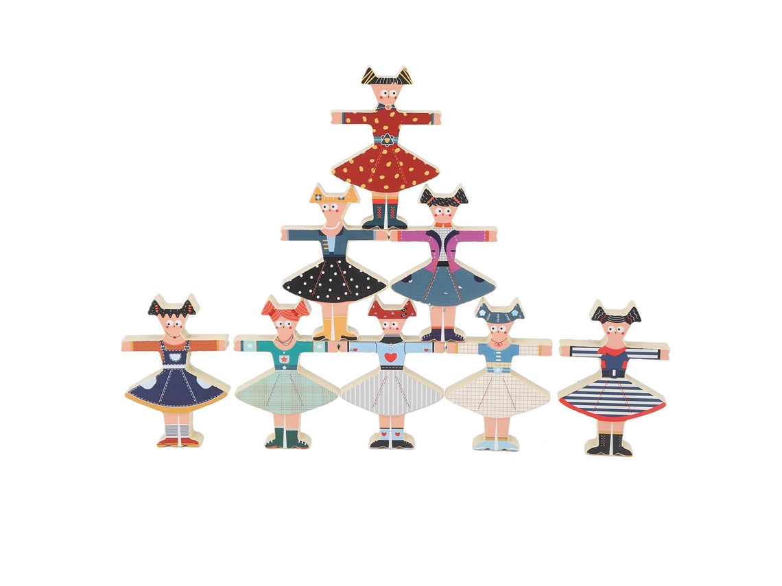 Ats-juguetes De Bloques De Apilamiento Y Equilibrio De Madera Para Niños En Edad Preescolar: Niñas Bailarinas, Juego Montessori Educatsivo