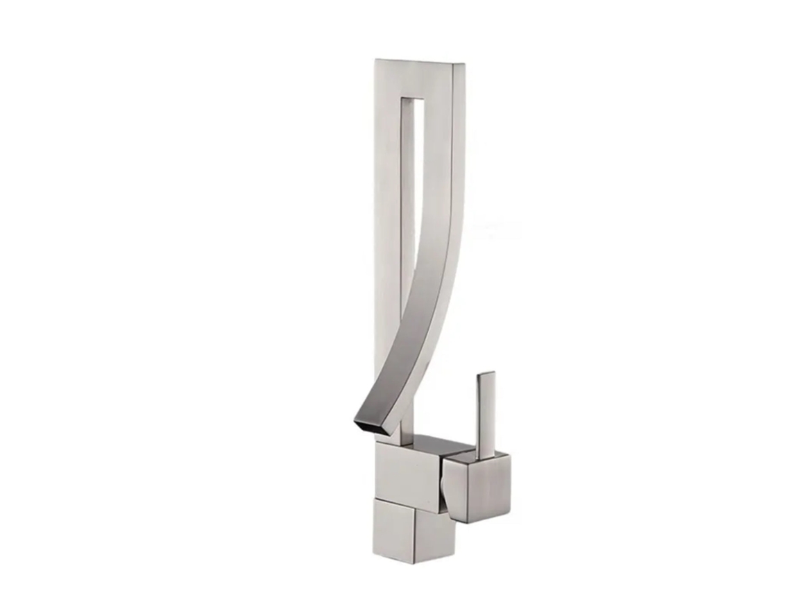 Grifo Mezclador De Lavabo 005 En Latón Níquel Cepillado, Colección Axis