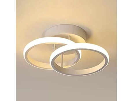 Lámpara de Teto Led Design de Anel 2 Placas de Led Integradas 22 W Luz Branca Quente de 3000 K Lámpara de Teto de Construção Moderna para S