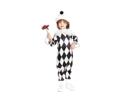 Disfraz de Payaso Pierrot rombos con sombrero para bebé y niño