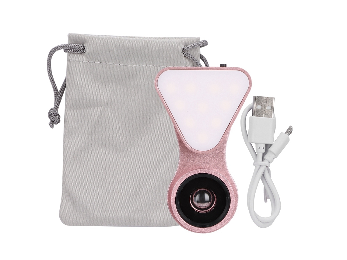 Luz Led Portátil Multifuncional Para Selfies De Teléfono Con Clip Y Lente Para Transmisión En Vivo Hd Y Disparo De Ángulo Amplio