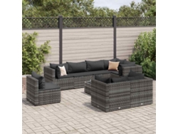 Conjunto de muebles de jardín con cojines, mimbre gris PE Dkd Home Decor
