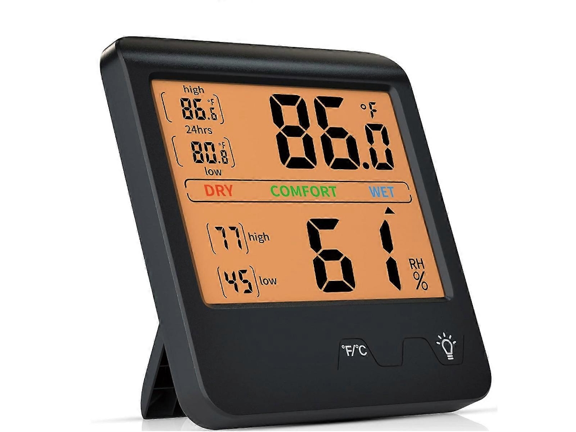 Higrómetro con pantalla retroiluminada, termómetro interno, medidor de temperatura y humedad, e indicador de humedad. Nostalgia88