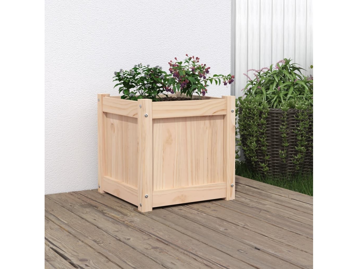 Jarrón/maceta de jardín de 40 x 40 x 40 cm, madera maciza de pino, DKD Home Decor