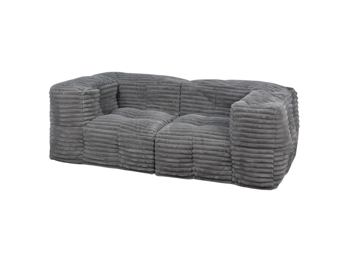 Sofá Modular De Pelo Acanalado 90x180 Cm Gris Oscuro