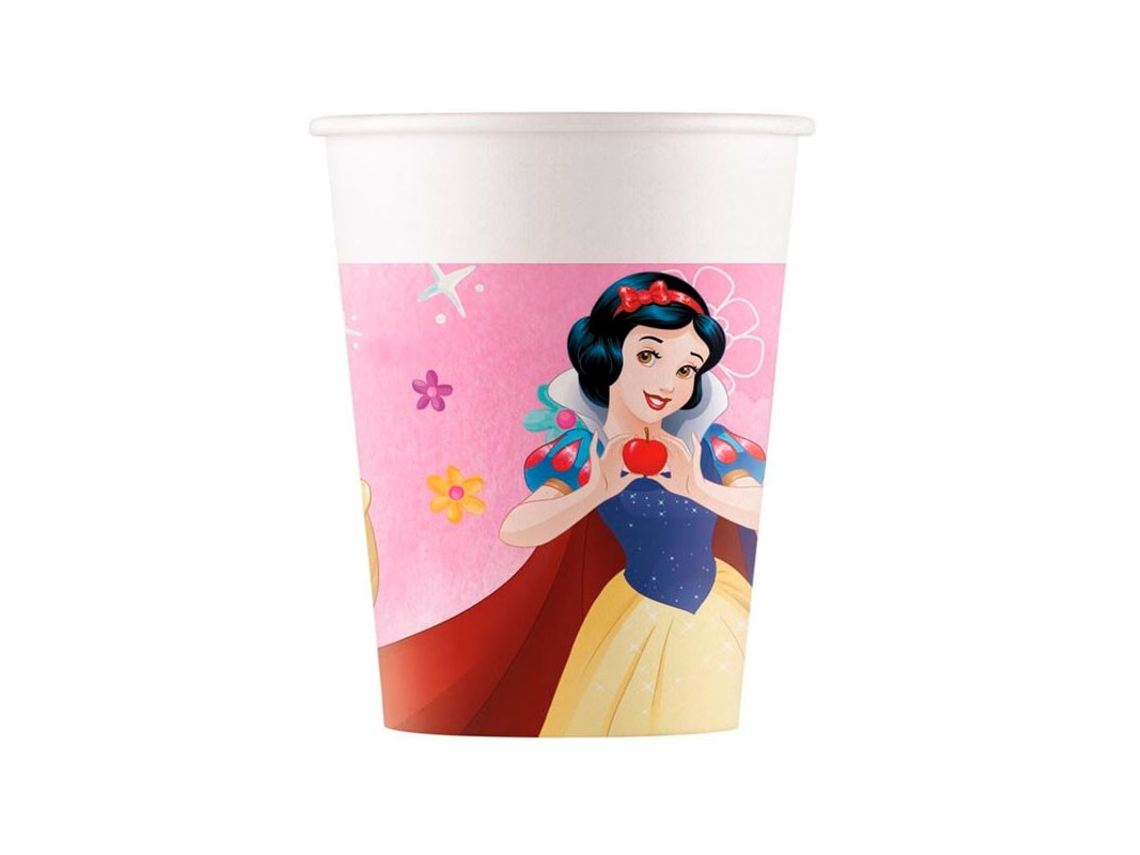 Tazas Desenchables LIRAGRAM ESPAÑA Set de 8 vasos de cartón de 200 ml de Princesas Disney