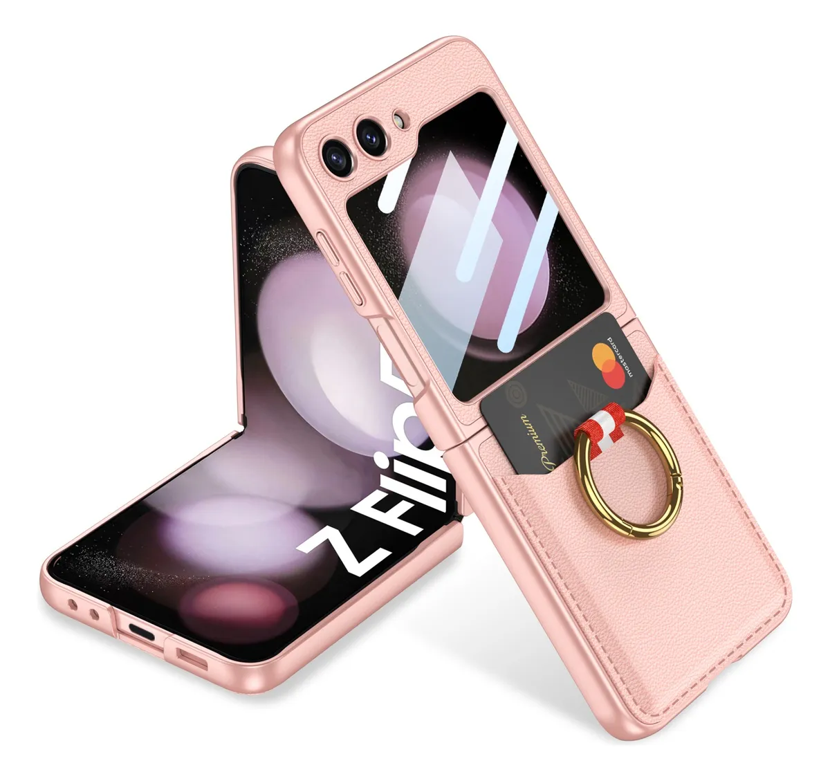 Para Samsung Z Flip 5 Tarjetero Estuche De Piel Funda