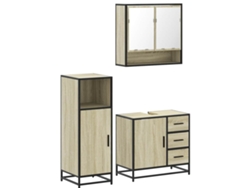 Conjunto 3 de muebles de baño VIDAXL madera contrachapada roble Sonoma
