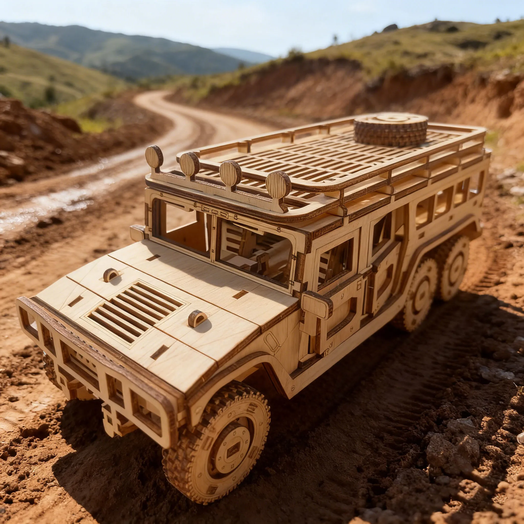Rompecabezas De Madera Para Armar: Modelo De Vehículo Todoterreno Hummer - Ensamblaje De Vehículo Todoterreno 3d De Madera