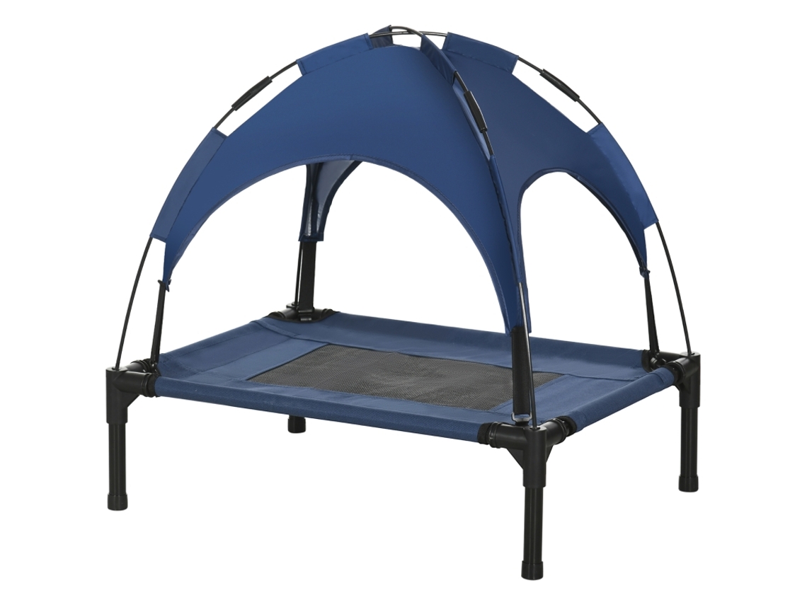 Cama Elevada Con Toldo Con Protección Uv, Tafetán Azul, 61x46x62cm