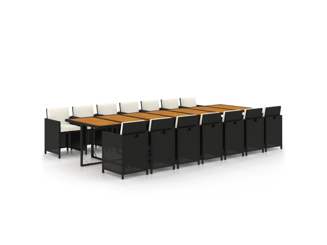 Maison Exclusive - Set Comedor De Jardín Con Cojines 15 Pzas Ratán Sintético Negro