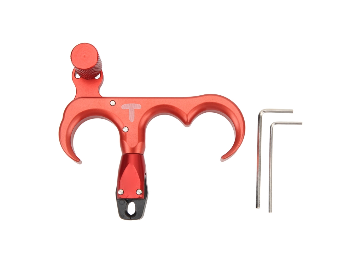 Empuñadura De Liberación De Arco De 3 Dedos Para Arcos Compuestos, Aluminio, Rotación De 360°, Ajustable Para Mano Izquierda/derecha, Rojo.