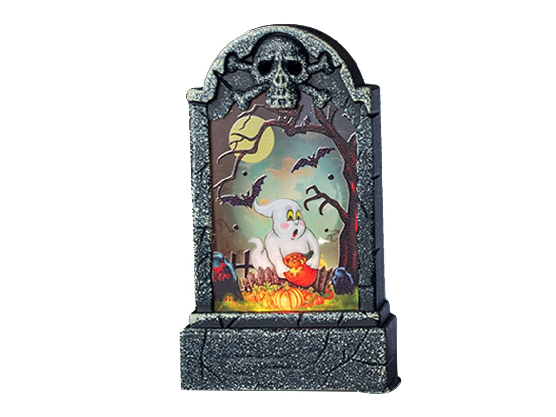 Ats-lámpara Decoratsiva De Tumbas Halloween Con Patsrones Especiales Luz Led Para Fiesta Bar Hogar Fantasma Blanco