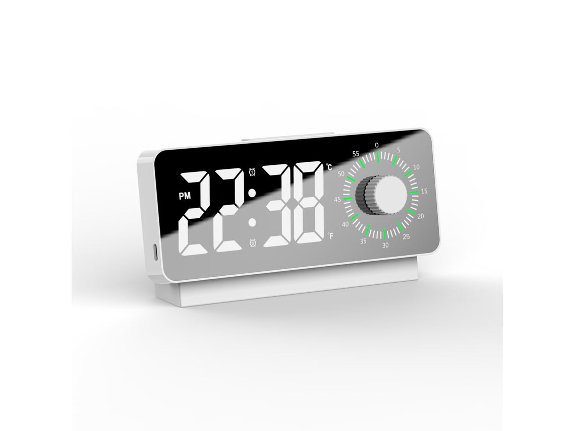 Despertador Led Con Espejo Para Estudiantes, De Plástico, Con Doble Pantalla Y Control Visual - Luz Blanca Y Verde