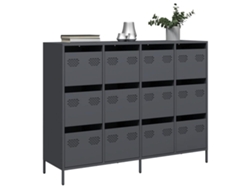 Aparador | Mueble De Comedor | Buffet De Acero Laminado En Frío Antracita 135x39x103,5 Cm Wsd64690