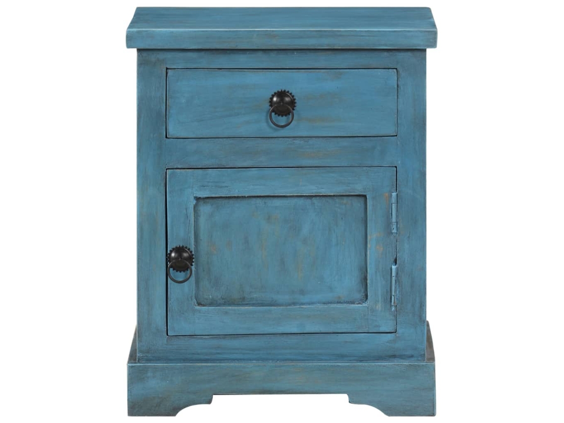 Mesita de noche de madera de mango 40x30x50 cm Azul MAISON EXCLUSIVE