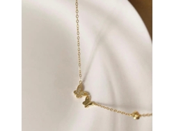 Collar con colgante de doble mariposa en plata de ley 925 con circonita cúbica pulida. Diseño elegante, sencillo y refinado. MDUG (chapado en oro).