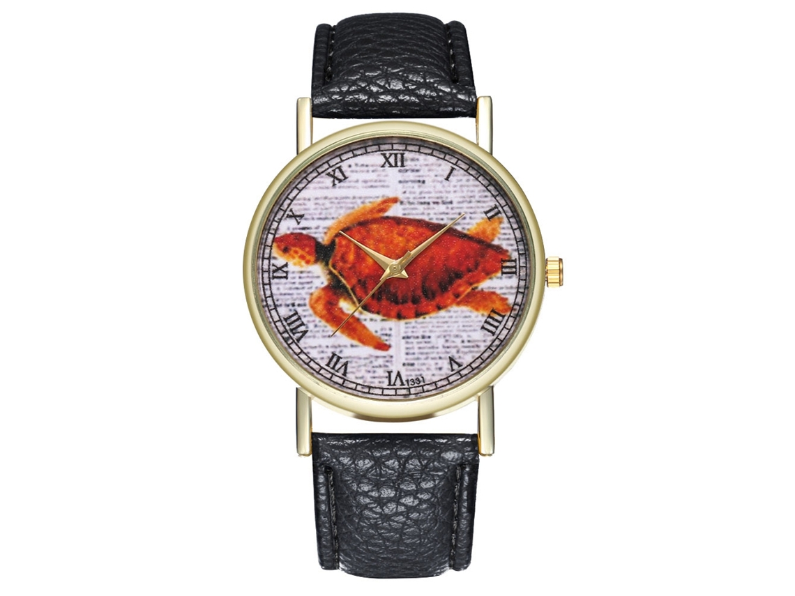 Reloj De Pulsera Estudiantil De Cuero Pu Con Números Romanos Redondo Cuarzo Negro