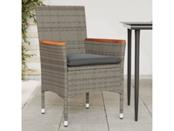 Sillas de jardín con cojines, 2 unidades, mimbre sintético gris, Dkd Home Decor