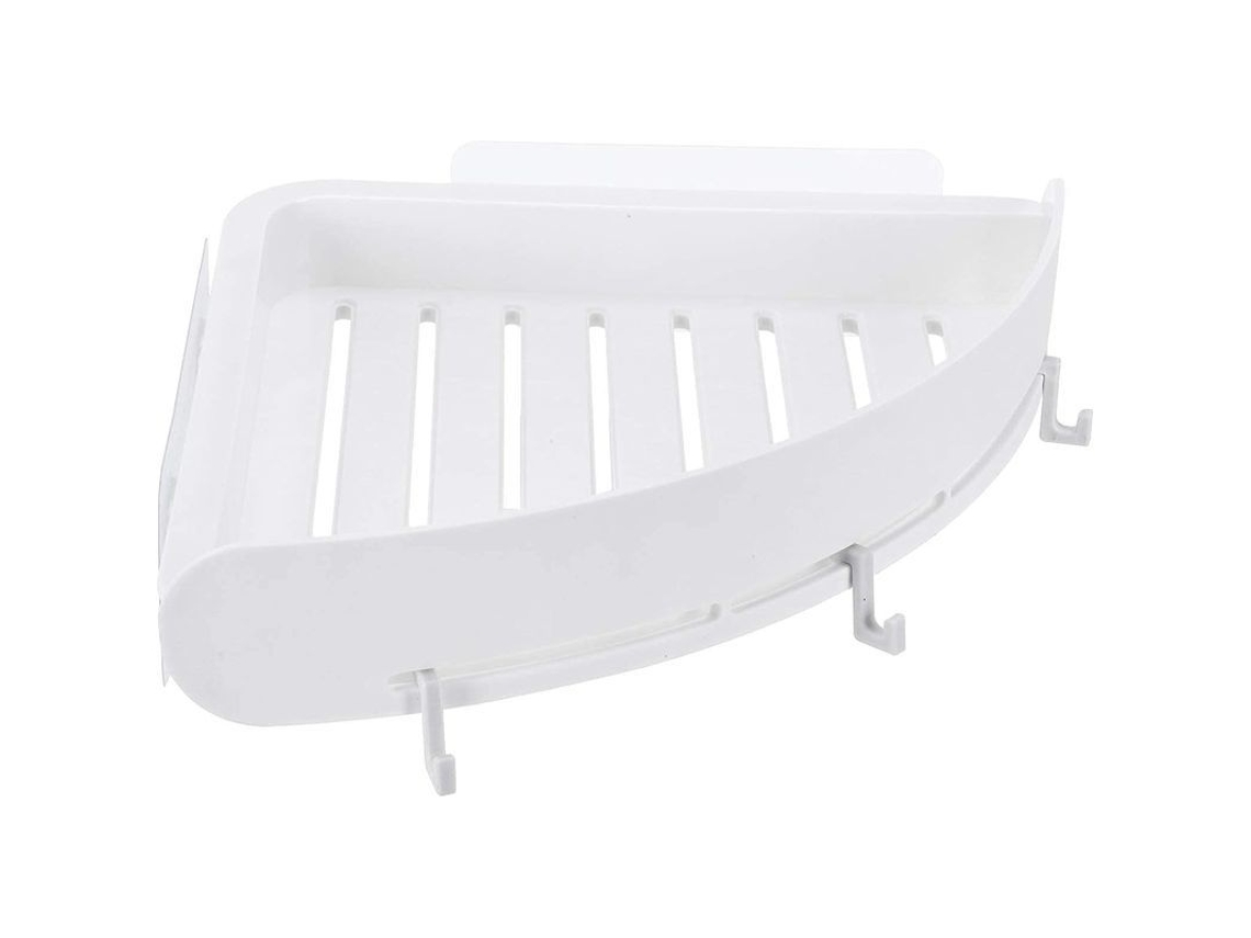 2026-estante De Baño Esquina Sin Perforar Organizador De Champú Portarack Con Gancho (blanco)
