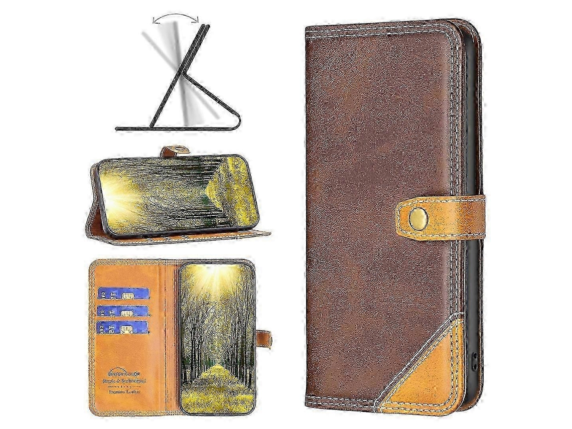 Brown2025 For Xiaomi Redmi Note 10 Pro Color Matching Double Sewing Thread Leather Phone Case