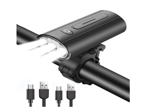 Juego de luces para bicicleta, 2400 lúmenes, luces para bicicleta recargables por USB, 6 modos, faro LED impermeable, luz para bicicleta de montaña...