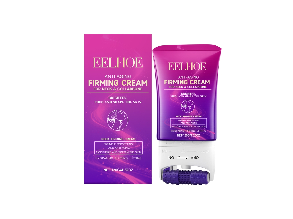 Crema reafirmante para el cuello con rodillo de masaje