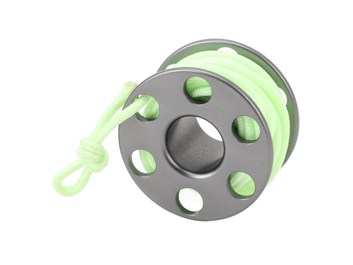 Mini Colgante De Carrete De Aleación De Aluminio Con Cordón Verde Luminoso Para Buceo Y Souvenirs - Gris