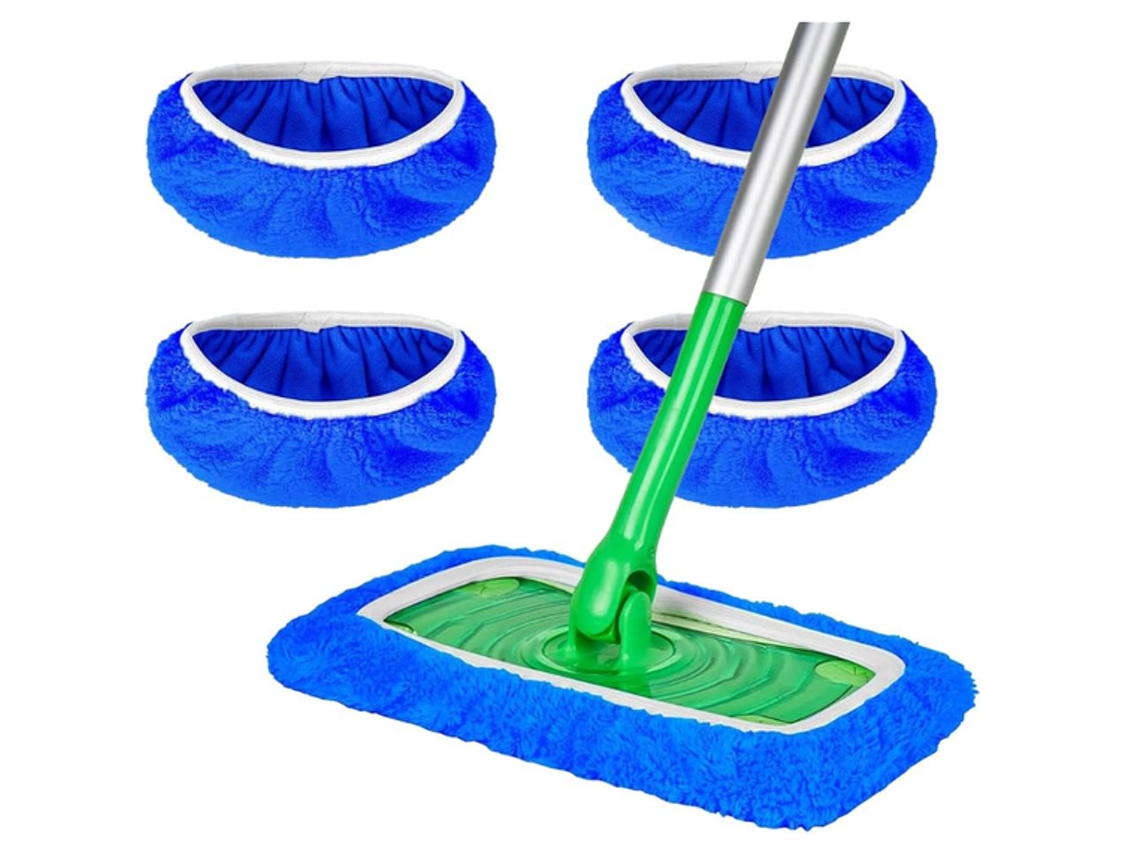 4 mopas lavables para uso en seco y húmedo, azules Tommy01