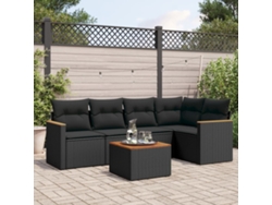 Conjunto de sofás de jardín de 6 piezas DKD Home Decor con cojines de mimbre negros