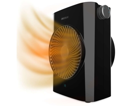 Calefactor Eléctrico ReadyWarm 2070 Max Force Black, Termoventilador 2000W, 2 niveles de potencia y 3 modos de funcionamiento, 20 m2 CECOTEC