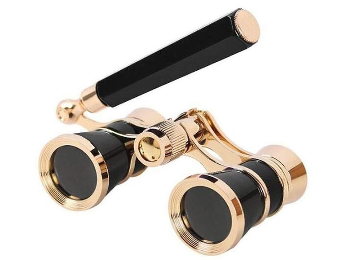 Prismáticos retro 3x25 con mango óptico totalmente metálico para damas, color negro USHION