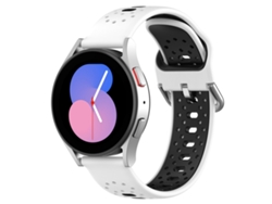 Bracelete Para Samsung Galaxy Watch Active 2 (44mm) - Silicone Respirável Duas Cores (20mm) - Branco + Preto