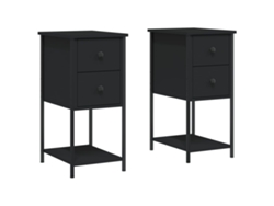 Maison Exclusive - Mesitas De Noche 2 Uds Madera De Ingeniería Negro 32x42x70 Cm