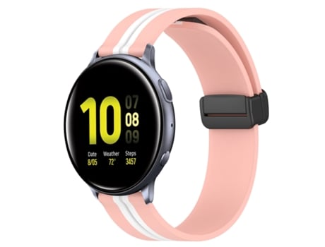 Correa Smartwatch para Samsung Galaxy Watch Active 2 40mm 20mm Silicona con Cierre Magnético Plegable (Rosa + Blanco)