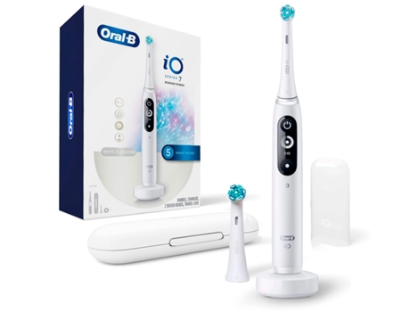 Braun Oral-B IO7 Blanco + Estuche + 2 recambios/ Cepillo de dientes eléctrico recargable / Inteligencia artificial