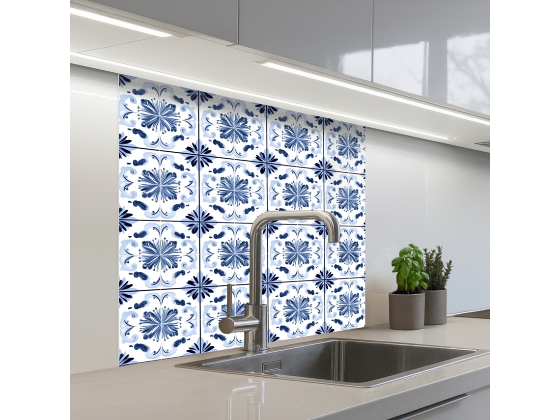 Paneles estándar para salpicaderos de cocina - Azulejo - Azul 80x80 cm