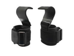 Omni-grips para levantamento de peso com pulseiras, gancho de aço, antiderrapante, ajustável, para academia e fitness, preto.