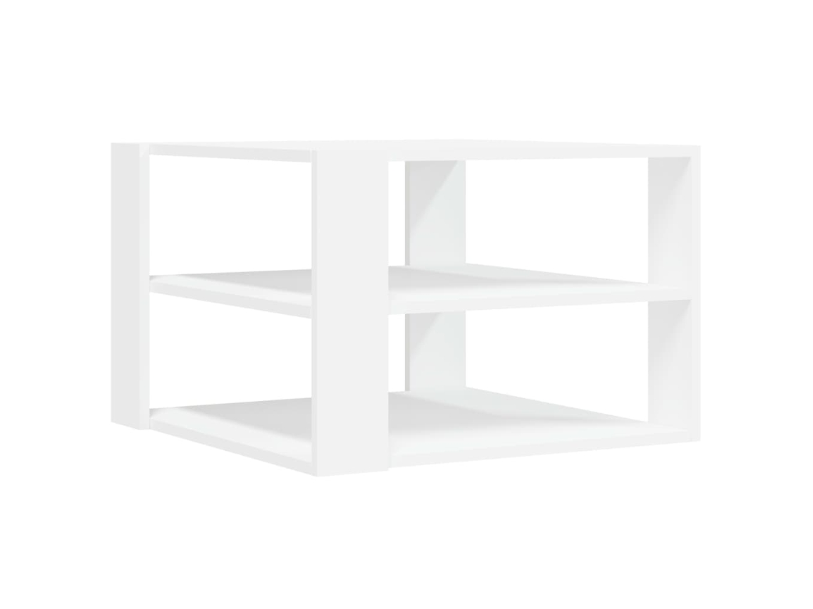 Mesa de centro moderna y contemporánea de 3 niveles, 59,5 x 59,5 x 40 cm, madera industrializada blanca, Dec037906