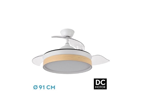 Ventilador DC Iglu Blanco/Haya 72W 3 Aspas Desplegables FABRILAMP