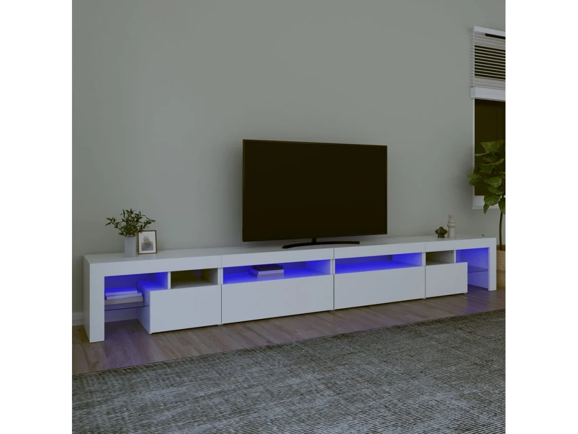 Mueble de TV con luces LED blanco 290x36,5x40 cm N/A
