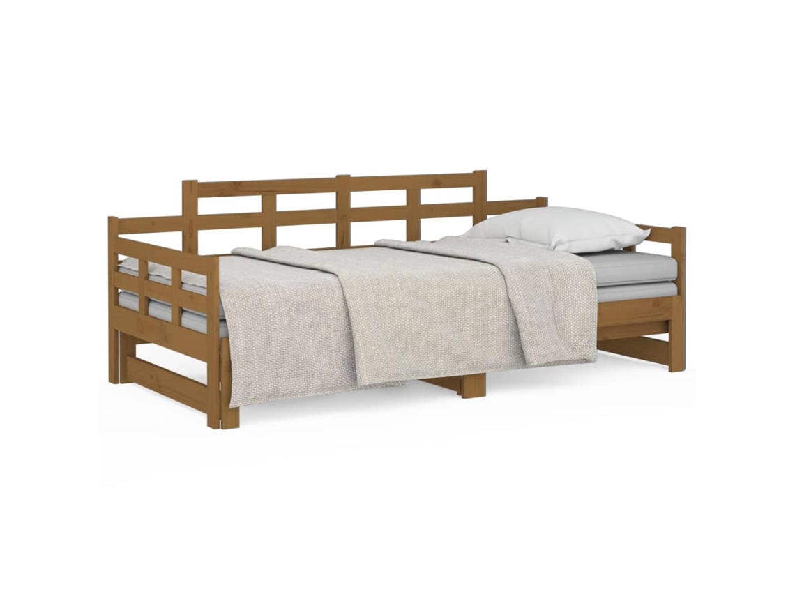 Maison Exclusive - Sofá Cama Extraíble Sin Colchón Marrón Miel 2x(90x190) Cm